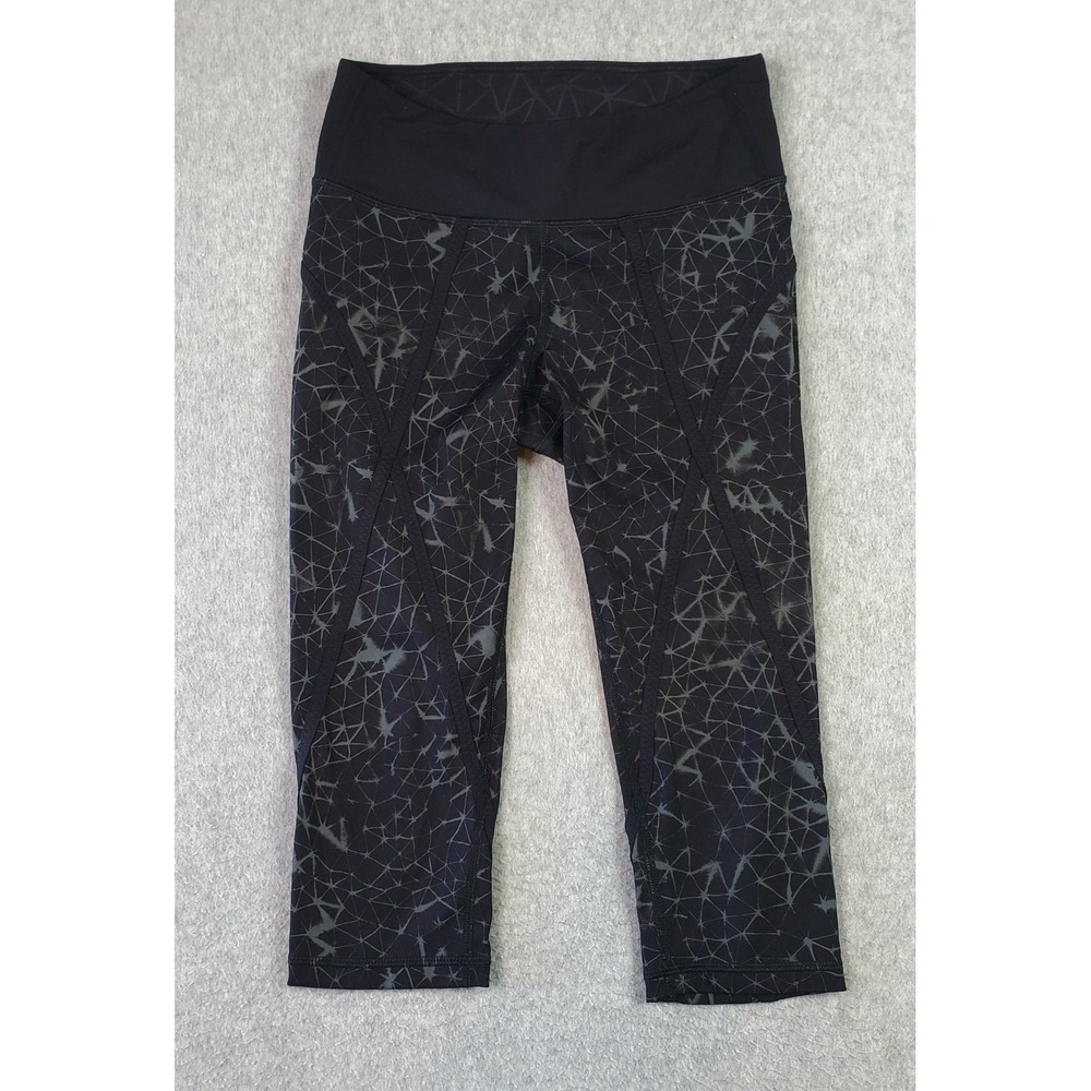 Lululemon Pedal Pace Crop Legging‎ Star Crushed Print Size 6 Black Charcoal